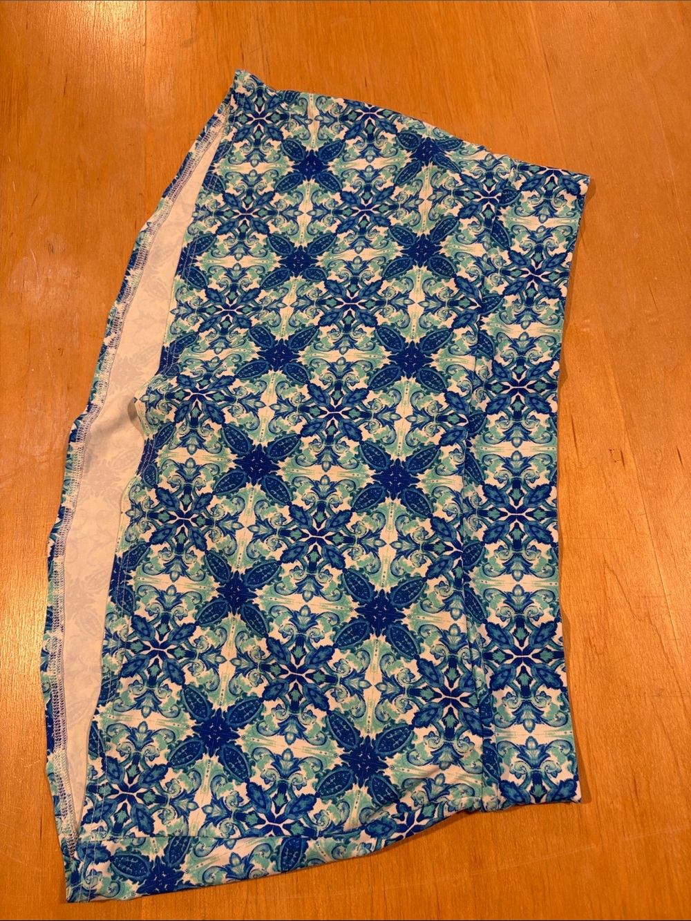 VENUS ~ Blue Aqua White Green Patterned Colorful Swim Skirt